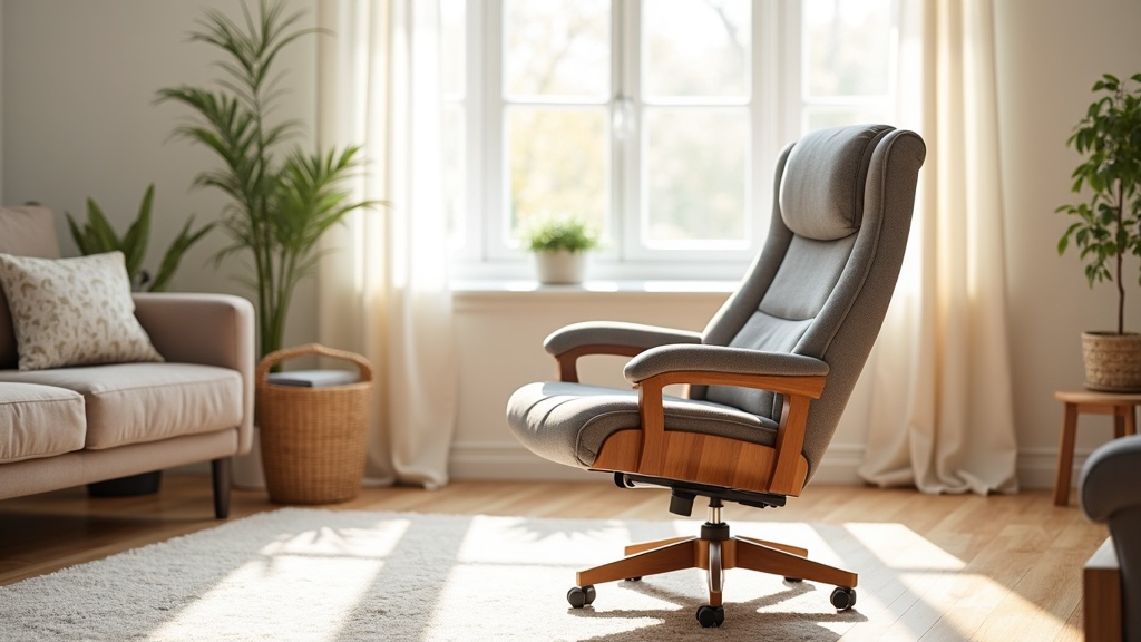 ergonomic chair for seniors in a bright, comfortable living room