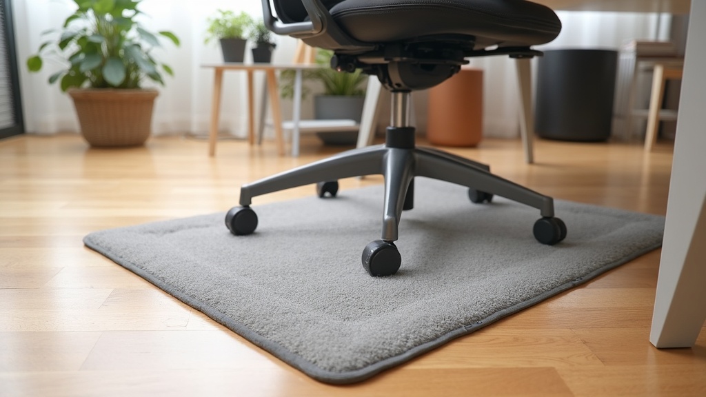 Ergonomic Chair Mat on a hardwood office floor