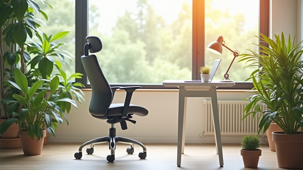 Ergonomic office chair setup in a bright workspace